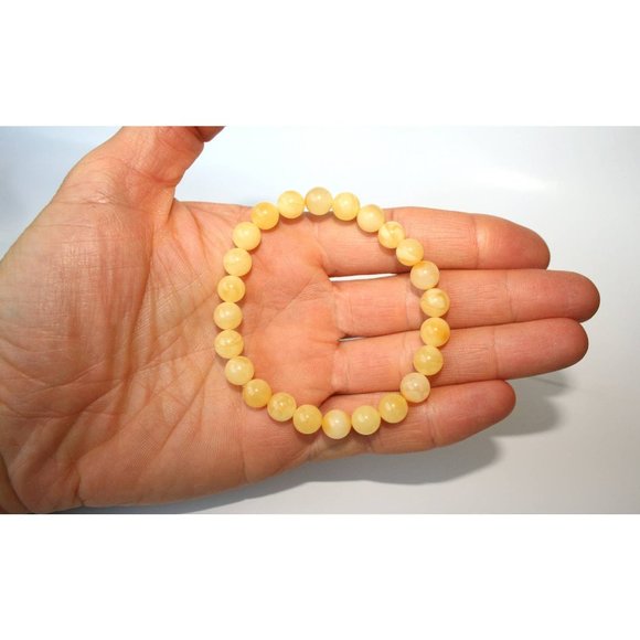 Real Royal White BALTIC Amber Bracelet, Egg Yolk Amber, 100% NATURAL Amber 8-9mm - Picture 5 of 8